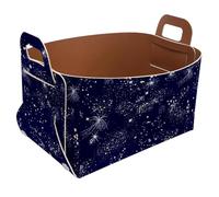 Eslifey Collapsible Storage Bin Small 8.5"x5.5"x5.1" - Foldable Basket with Handles for Shelves, Nursery, Closet, Storage, Laundry Room Organization - Night Sky Stars and Galaxy