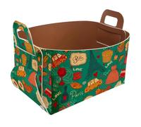 Eslifey Collapsible Storage Bin Small 8.5"x5.5"x5.1" - Foldable Basket with Handles for Shelves, Nursery, Closet, Storage, Laundry Room Organization - Vintage Retro Paris Eiffel Tower Love Cake