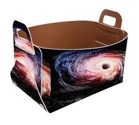 Eslifey Collapsible Storage Bin Small 8.5"x5.5"x5.1" - Foldable Basket with Handles for Shelves, Nursery, Closet, Storage, Laundry Room Organization - Galaxy Universe Black Hole