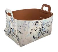 Eslifey Collapsible Storage Bin Small 8.5"x5.5"x5.1" - Foldable Basket with Handles for Shelves, Nursery, Closet, Storage, Laundry Room Organization - Leopard Cat Beast Watercolor Art