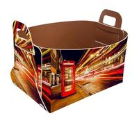 Eslifey Collapsible Storage Bin Small 8.5"x5.5"x5.1" - Foldable Basket with Handles for Shelves, Nursery, Closet, Storage, Laundry Room Organization - Red Telephone Booth in London Street
