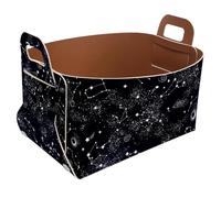 Eslifey Collapsible Storage Bin Small 8.5"x5.5"x5.1" - Foldable Basket with Handles for Shelves, Nursery, Closet, Storage, Laundry Room Organization - Space Galaxy Zodiac