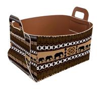 Eslifey Collapsible Storage Bin Small 8.5"x5.5"x5.1" - Foldable Basket with Handles for Shelves, Nursery, Closet, Storage, Laundry Room Organization - African Graphic Design