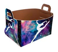 Eslifey Collapsible Storage Bin Small 8.5"x5.5"x5.1" - Foldable Basket with Handles for Shelves, Nursery, Closet, Storage, Laundry Room Organization - Colorful Galaxy and Dancer