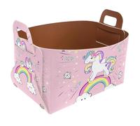 Eslifey Collapsible Storage Bin Small 8.5"x5.5"x5.1" - Foldable Basket with Handles for Shelves, Nursery, Closet, Storage, Laundry Room Organization - Unicorn Pop Art on the Pink Background