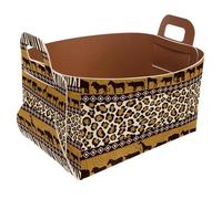 Eslifey Collapsible Storage Bin Small 8.5"x5.5"x5.1" - Foldable Basket with Handles for Shelves, Nursery, Closet, Storage, Laundry Room Organization - Afrikan Pattern