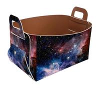 Eslifey Collapsible Storage Bin Small 8.5"x5.5"x5.1" - Foldable Basket with Handles for Shelves, Nursery, Closet, Storage, Laundry Room Organization - Blue and Purple Galaxy