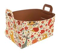 Eslifey Collapsible Storage Bin Small 8.5"x5.5"x5.1" - Foldable Basket with Handles for Shelves, Nursery, Closet, Storage, Laundry Room Organization - Forest Bear Fox Flower