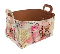 Eslifey Collapsible Storage Bin Small 8.5"x5.5"x5.1" - Foldable Basket with Handles for Shelves, Nursery, Closet, Storage, Laundry Room Organization - Eiffel Tower Romantic