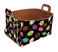 Eslifey Collapsible Storage Bin Small 8.5"x5.5"x5.1" - Foldable Basket with Handles for Shelves, Nursery, Closet, Storage, Laundry Room Organization - Sweet Donut Spill Colorful