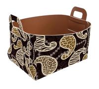 Eslifey Collapsible Storage Bin Small 8.5"x5.5"x5.1" - Foldable Basket with Handles for Shelves, Nursery, Closet, Storage, Laundry Room Organization - Afrikan Paisley Pattern