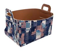 Eslifey Collapsible Storage Bin Small 8.5"x5.5"x5.1" - Foldable Basket with Handles for Shelves, Nursery, Closet, Storage, Laundry Room Organization - Abstract Urban Broken Graphic Motif