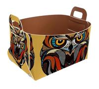 Eslifey Collapsible Storage Bin Small 8.5"x5.5"x5.1" - Foldable Basket with Handles for Shelves, Nursery, Closet, Storage, Laundry Room Organization - Bird Owl Head