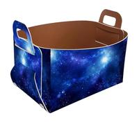 Eslifey Collapsible Storage Bin Small 8.5"x5.5"x5.1" - Foldable Basket with Handles for Shelves, Nursery, Closet, Storage, Laundry Room Organization - Blue Galaxy