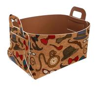 Eslifey Collapsible Storage Bin Small 8.5"x5.5"x5.1" - Foldable Basket with Handles for Shelves, Nursery, Closet, Storage, Laundry Room Organization - British Gentleman Elements