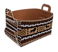 Eslifey Collapsible Storage Bin Small 8.5"x5.5"x5.1" - Foldable Basket with Handles for Shelves, Nursery, Closet, Storage, Laundry Room Organization - African Graphic Design