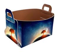 Eslifey Collapsible Storage Bin Small 8.5"x5.5"x5.1" - Foldable Basket with Handles for Shelves, Nursery, Closet, Storage, Laundry Room Organization - Unique Universe Galaxy Life Tree