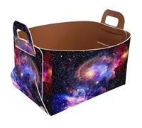 Eslifey Collapsible Storage Bin Small 8.5"x5.5"x5.1" - Foldable Basket with Handles for Shelves, Nursery, Closet, Storage, Laundry Room Organization - Galaxy and Cluster of Stars