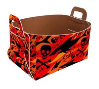 Eslifey Collapsible Storage Bin Small 8.5"x5.5"x5.1" - Foldable Basket with Handles for Shelves, Nursery, Closet, Storage, Laundry Room Organization - Skull Head with Sharks