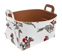 Eslifey Collapsible Storage Bin Small 8.5"x5.5"x5.1" - Foldable Basket with Handles for Shelves, Nursery, Closet, Storage, Laundry Room Organization - the Running Beautiful Horse and Rider