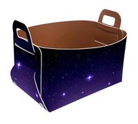 Eslifey Collapsible Storage Bin Small 8.5"x5.5"x5.1" - Foldable Basket with Handles for Shelves, Nursery, Closet, Storage, Laundry Room Organization - Space Purple Galaxy