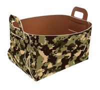 Eslifey Collapsible Storage Bin Small 8.5"x5.5"x5.1" - Foldable Basket with Handles for Shelves, Nursery, Closet, Storage, Laundry Room Organization - Military Camouflage Green Yellow