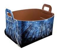 Eslifey Collapsible Storage Bin Small 8.5"x5.5"x5.1" - Foldable Basket with Handles for Shelves, Nursery, Closet, Storage, Laundry Room Organization - Galaxy Star Sky Night Forest