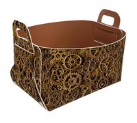 Eslifey Collapsible Storage Bin Small 8.5"x5.5"x5.1" - Foldable Basket with Handles for Shelves, Nursery, Closet, Storage, Laundry Room Organization - Abstract Retro Steampunk Cogwheels