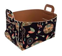 Eslifey Collapsible Storage Bin Small 8.5"x5.5"x5.1" - Foldable Basket with Handles for Shelves, Nursery, Closet, Storage, Laundry Room Organization - Bear Head Tribal