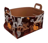 Eslifey Collapsible Storage Bin Small 8.5"x5.5"x5.1" - Foldable Basket with Handles for Shelves, Nursery, Closet, Storage, Laundry Room Organization - Chinese Element Tai Chi Dragon