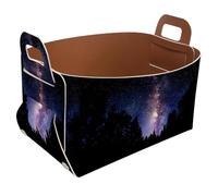 Eslifey Collapsible Storage Bin Small 8.5"x5.5"x5.1" - Foldable Basket with Handles for Shelves, Nursery, Closet, Storage, Laundry Room Organization - Galaxy Sky in the Forest