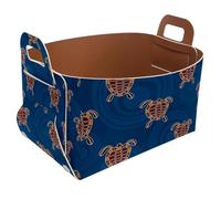 Eslifey Collapsible Storage Bin Small 8.5"x5.5"x5.1" - Foldable Basket with Handles for Shelves, Nursery, Closet, Storage, Laundry Room Organization - Aboriginal Australian Art Turtles Pattern