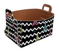 Eslifey Collapsible Storage Bin Small 8.5"x5.5"x5.1" - Foldable Basket with Handles for Shelves, Nursery, Closet, Storage, Laundry Room Organization - Eiffel Tower Zigzag