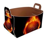 Eslifey Collapsible Storage Bin Small 8.5"x5.5"x5.1" - Foldable Basket with Handles for Shelves, Nursery, Closet, Storage, Laundry Room Organization - the Burning Fire Basketball