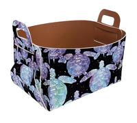 Eslifey Collapsible Storage Bin Small 8.5"x5.5"x5.1" - Foldable Basket with Handles for Shelves, Nursery, Closet, Storage, Laundry Room Organization - Galaxy Turtle Pattern