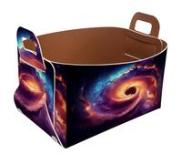 Eslifey Collapsible Storage Bin Small 8.5"x5.5"x5.1" - Foldable Basket with Handles for Shelves, Nursery, Closet, Storage, Laundry Room Organization - Space Galaxy Swirl