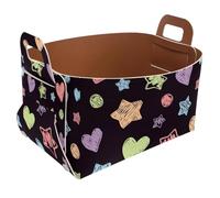 Eslifey Collapsible Storage Bin Small 8.5"x5.5"x5.1" - Foldable Basket with Handles for Shelves, Nursery, Closet, Storage, Laundry Room Organization - Love Hearts and Dots Colorful Pattern