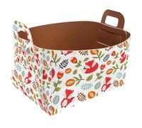 Eslifey Collapsible Storage Bin Small 8.5"x5.5"x5.1" - Foldable Basket with Handles for Shelves, Nursery, Closet, Storage, Laundry Room Organization - Autumn Fox Forest Floral Pattern