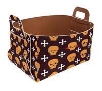 Eslifey Collapsible Storage Bin Small 8.5"x5.5"x5.1" - Foldable Basket with Handles for Shelves, Nursery, Closet, Storage, Laundry Room Organization - Horror Skulls Bones Pattern