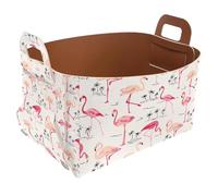Eslifey Collapsible Storage Bin Small 8.5"x5.5"x5.1" - Foldable Basket with Handles for Shelves, Nursery, Closet, Storage, Laundry Room Organization - Flamingo Bird Palm Tree Pattern
