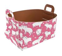 Eslifey Collapsible Storage Bin Small 8.5"x5.5"x5.1" - Foldable Basket with Handles for Shelves, Nursery, Closet, Storage, Laundry Room Organization - Cute Pig Love Heart Pink