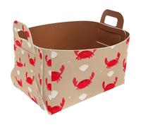 Eslifey Collapsible Storage Bin Small 8.5"x5.5"x5.1" - Foldable Basket with Handles for Shelves, Nursery, Closet, Storage, Laundry Room Organization - Crabs Seashells