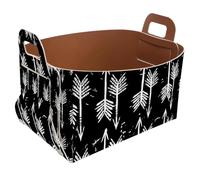 Eslifey Collapsible Storage Bin Small 8.5"x5.5"x5.1" - Foldable Basket with Handles for Shelves, Nursery, Closet, Storage, Laundry Room Organization - White Arrows Black Background