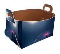 Eslifey Collapsible Storage Bin Small 8.5"x5.5"x5.1" - Foldable Basket with Handles for Shelves, Nursery, Closet, Storage, Laundry Room Organization - Lighthouse Galaxy Night