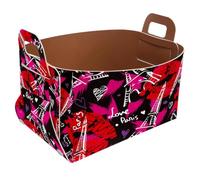 Eslifey Collapsible Storage Bin Small 8.5"x5.5"x5.1" - Foldable Basket with Handles for Shelves, Nursery, Closet, Storage, Laundry Room Organization - Graffiti Eiffel Tower Red Sexy Mouth