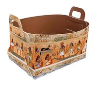 Eslifey Collapsible Storage Bin Small 8.5"x5.5"x5.1" - Foldable Basket with Handles for Shelves, Nursery, Closet, Storage, Laundry Room Organization - Ancient Egypt Scene