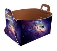 Eslifey Collapsible Storage Bin Small 8.5"x5.5"x5.1" - Foldable Basket with Handles for Shelves, Nursery, Closet, Storage, Laundry Room Organization - Galaxy in Space