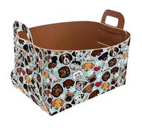 Eslifey Collapsible Storage Bin Small 8.5"x5.5"x5.1" - Foldable Basket with Handles for Shelves, Nursery, Closet, Storage, Laundry Room Organization - Dog Head Pattern