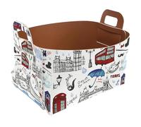 Eslifey Collapsible Storage Bin Small 8.5"x5.5"x5.1" - Foldable Basket with Handles for Shelves, Nursery, Closet, Storage, Laundry Room Organization - London Elements