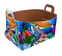 Eslifey Collapsible Storage Bin Small 8.5"x5.5"x5.1" - Foldable Basket with Handles for Shelves, Nursery, Closet, Storage, Laundry Room Organization - Magical Underwater World